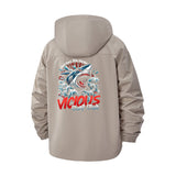 Shark Attack Surf Club Unisex Full-Zip Printed Waterproof Hooded Windbreaker