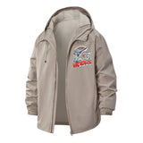 Shark Attack Surf Club Unisex Full-Zip Printed Waterproof Hooded Windbreaker