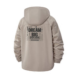 Motivational Dream Big Unisex Full-Zip Printed Waterproof Hooded Windbreaker