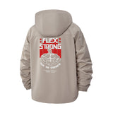 Flex Strong Muscle Graphic Unisex Full-Zip Printed Waterproof Hooded Windbreaker