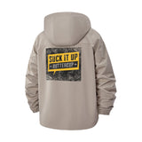 Motivational Quote Unisex Full-Zip Printed Waterproof Hooded Windbreaker