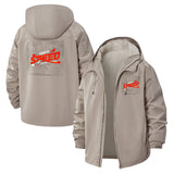 Speed Racing Unisex Full-Zip Printed Waterproof Hooded Windbreaker