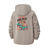 Dinosaur Hunt Unisex Full-Zip Printed Waterproof Hooded Windbreaker