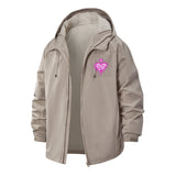 Broken Heart Graffiti Unisex Full-Zip Printed Waterproof Hooded Windbreaker