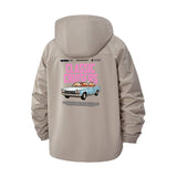 Classic Cruiser Car Unisex Full-Zip Printed Waterproof Hooded Windbreaker