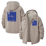 Motivational Typographic Unisex Full-Zip Printed Waterproof Hooded Windbreaker