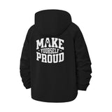 Motivational Slogan Unisex Full-Zip Printed Waterproof Hooded Windbreaker