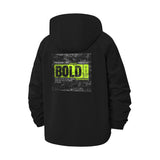 Bold Typographic Unisex Full-Zip Printed Waterproof Hooded Windbreaker