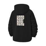 Keep It Real Unisex Full-Zip Printed Waterproof Hooded Windbreaker