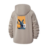 Street Art Bunny Unisex Full-Zip Printed Waterproof Hooded Windbreaker