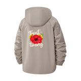 Inspirational Floral Unisex Full-Zip Printed Waterproof Hooded Windbreaker