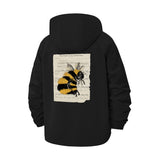 Vintage Bumblebee Illustration Unisex Full-Zip Printed Waterproof Hooded Windbreaker