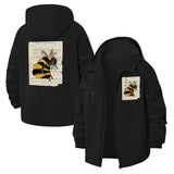 Vintage Bumblebee Illustration Unisex Full-Zip Printed Waterproof Hooded Windbreaker