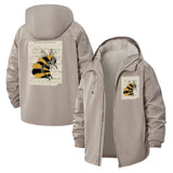 Vintage Bumblebee Illustration Unisex Full-Zip Printed Waterproof Hooded Windbreaker