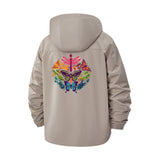 Dragonfly and Butterfly Heart Unisex Full-Zip Printed Waterproof Hooded Windbreaker
