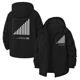 Geometric Stripe Unisex Full-Zip Printed Waterproof Hooded Windbreaker