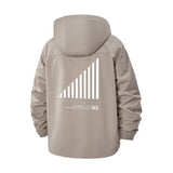 Geometric Stripe Unisex Full-Zip Printed Waterproof Hooded Windbreaker