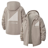 Geometric Stripe Unisex Full-Zip Printed Waterproof Hooded Windbreaker