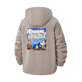 Comic Book Reading Fun Unisex Full-Zip Printed Waterproof Hooded Windbreaker