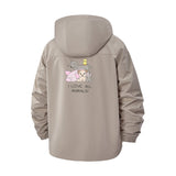 Cute Animal Cartoon Unisex Full-Zip Printed Waterproof Hooded Windbreaker