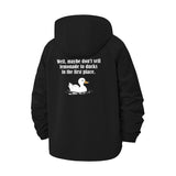 Duck Meme Quote Unisex Full-Zip Printed Waterproof Hooded Windbreaker