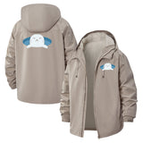 Cute Seal Cartoon Unisex Full-Zip Printed Waterproof Hooded Windbreaker