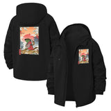 Japanese Ukiyo-e Art Unisex Full-Zip Printed Waterproof Hooded Windbreaker