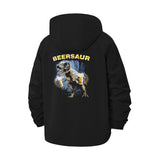 Dinosaur Beer Humor Unisex Full-Zip Printed Waterproof Hooded Windbreaker
