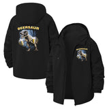 Dinosaur Beer Humor Unisex Full-Zip Printed Waterproof Hooded Windbreaker