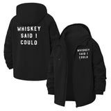 Whiskey Phrase Unisex Full-Zip Printed Waterproof Hooded Windbreaker