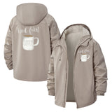 Coffee Lover Unisex Full-Zip Printed Waterproof Hooded Windbreaker