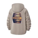 Whiskey Barrel Unisex Full-Zip Printed Waterproof Hooded Windbreaker