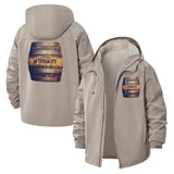 Whiskey Barrel Unisex Full-Zip Printed Waterproof Hooded Windbreaker