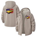 Classic Muscle Car Unisex Full-Zip Printed Waterproof Hooded Windbreaker