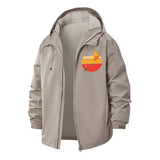 Retro Sunset Unisex Full-Zip Printed Waterproof Hooded Windbreaker