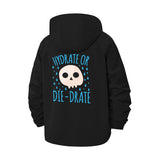 Hydrate or Die-Drate Skull Unisex Full-Zip Printed Waterproof Hooded Windbreaker