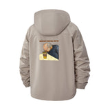 Contemplative Coffee Art Unisex Full-Zip Printed Waterproof Hooded Windbreaker