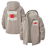 Coffee Lover Unisex Full-Zip Printed Waterproof Hooded Windbreaker