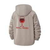 Wine Glass Humor Unisex Full-Zip Printed Waterproof Hooded Windbreaker