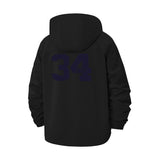 Bold Number 34 Unisex Full-Zip Printed Waterproof Hooded Windbreaker
