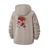 Floral Cat Portrait Unisex Full-Zip Printed Waterproof Hooded Windbreaker