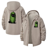 Cat in Cucumber Costume Unisex Full-Zip Printed Waterproof Hooded Windbreaker