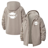 Industrial Gear Graphic Unisex Full-Zip Printed Waterproof Hooded Windbreaker