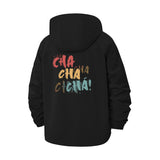 Typographic Cha Cha Unisex Full-Zip Printed Waterproof Hooded Windbreaker