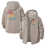 Typographic Cha Cha Unisex Full-Zip Printed Waterproof Hooded Windbreaker