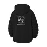 Periodic Table Element Magnesium Unisex Full-Zip Printed Waterproof Hooded Windbreaker
