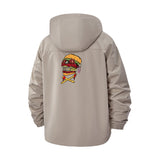 Burger Skull Unisex Full-Zip Printed Waterproof Hooded Windbreaker