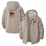 Burger Skull Unisex Full-Zip Printed Waterproof Hooded Windbreaker