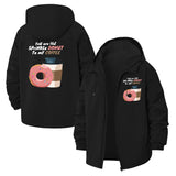 Coffee and Donut Motif Unisex Full-Zip Printed Waterproof Hooded Windbreaker