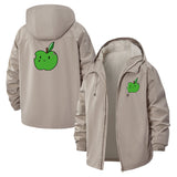 Cute Apple Unisex Full-Zip Printed Waterproof Hooded Windbreaker